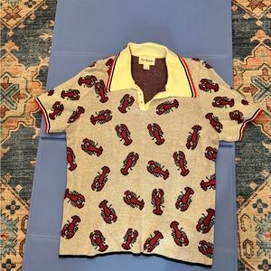 Lobster Print Polo Sweater, L